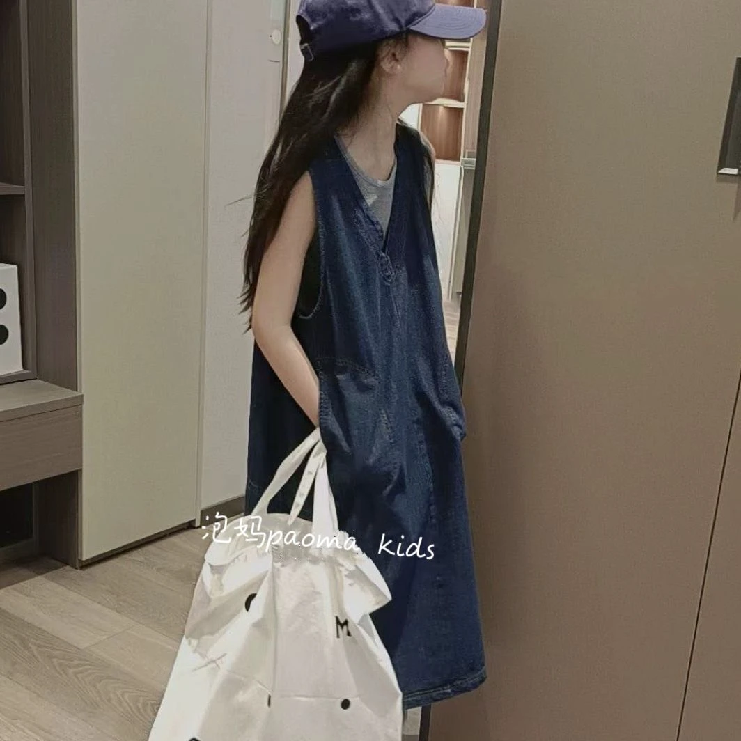 现货 【牛仔背心裙】2024夏季儿童女童休闲复古连衣裙24197
