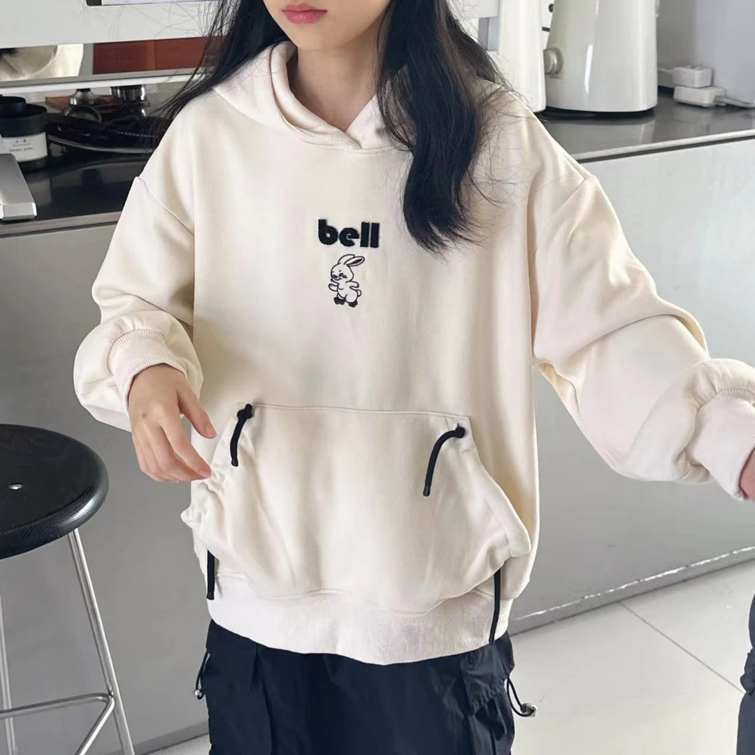 泡妈童装    2024秋季女童新款宽松连帽兔子卫衣6512