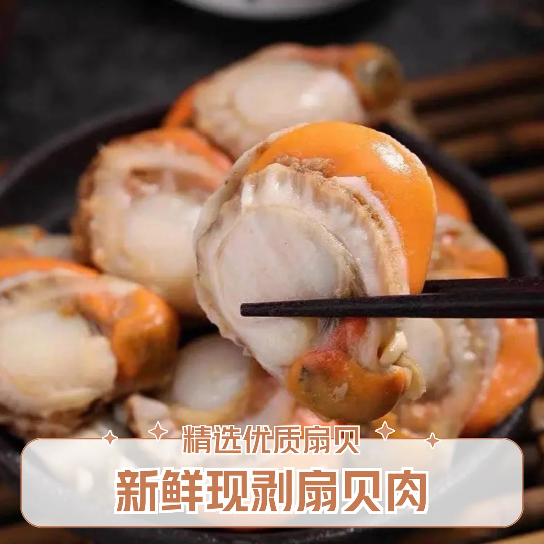 韵海峰大扇贝肉新鲜肉质紧实鲜活捕捞扇贝加工无冰衣5斤50/70规格