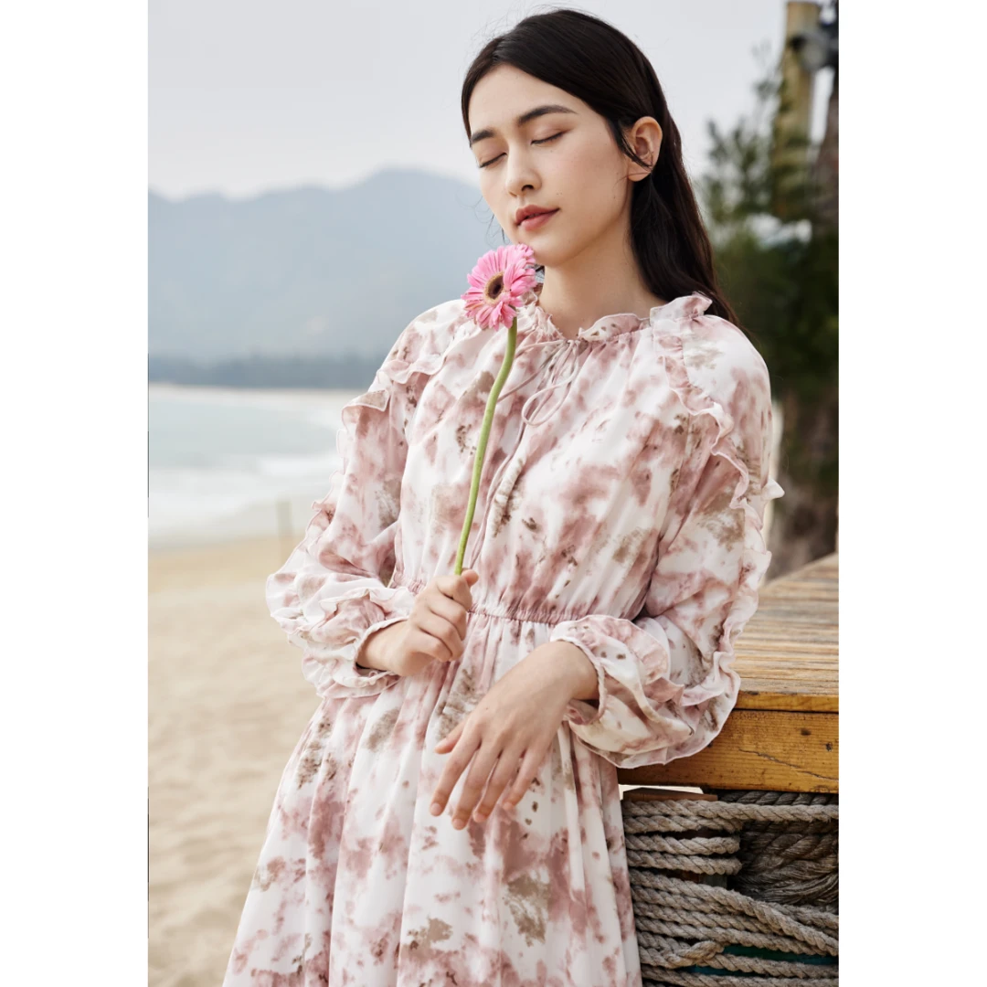 【MonTendre】印花  O 松紧腰春夏气质显瘦百搭连衣裙