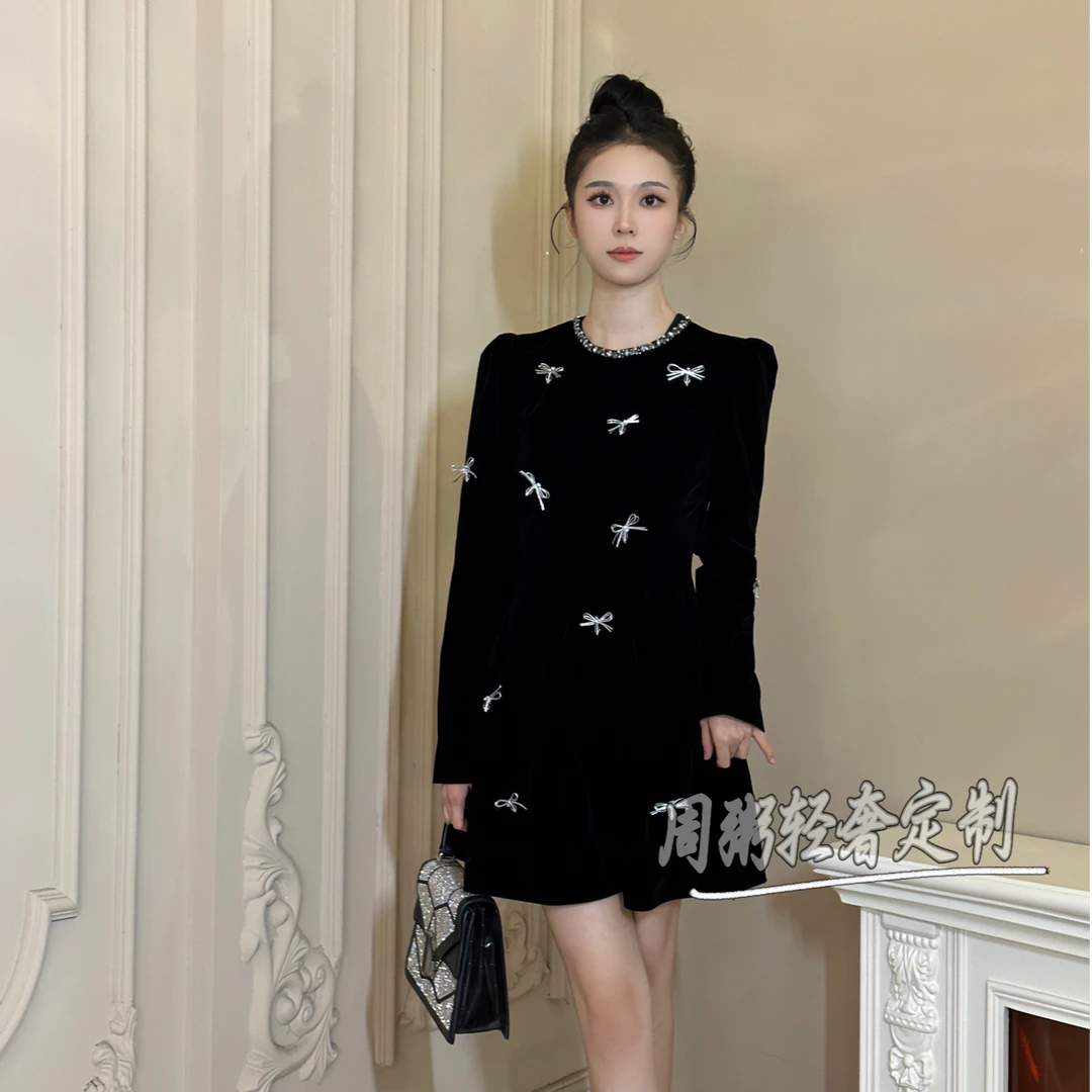 【周粥定制】国内设计师品牌秋冬气质显瘦连衣裙21561