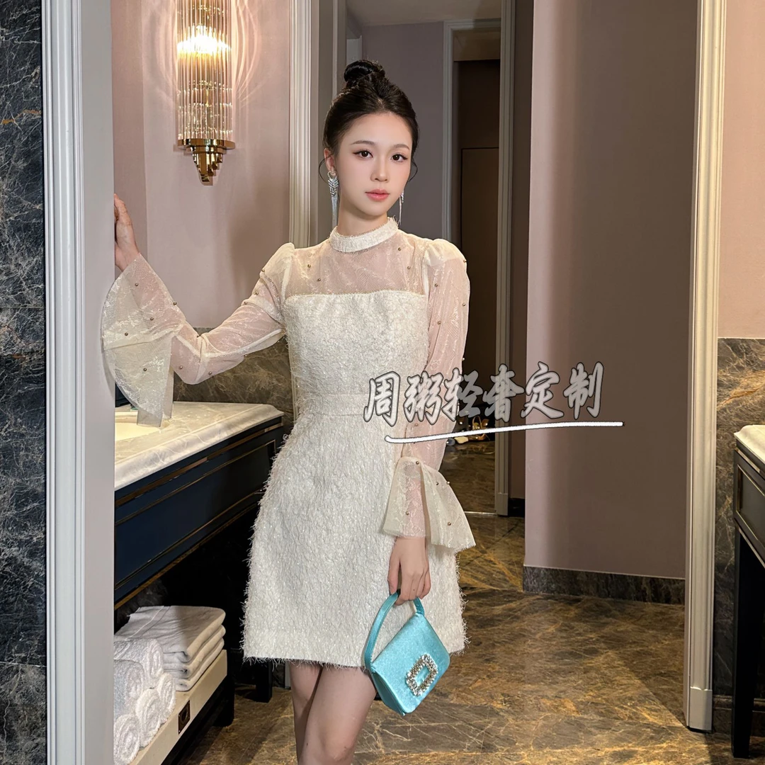 【周粥定制】早秋新款名媛小香风收腰显瘦时髦连衣裙21407