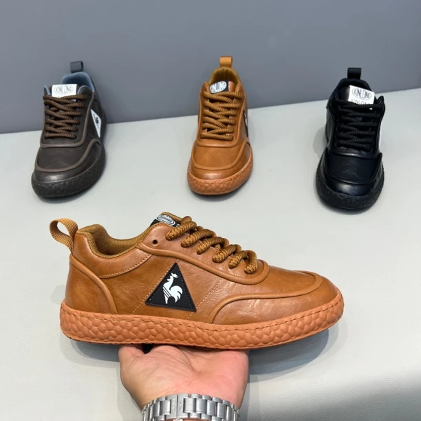 Ok2-850秋季新款韩版低帮男鞋皮面舒适软底板鞋时尚潮流休闲鞋