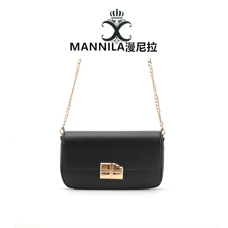 MANNILA/漫尼拉肩包气质百搭黑色小众简约单肩斜挎小包包
