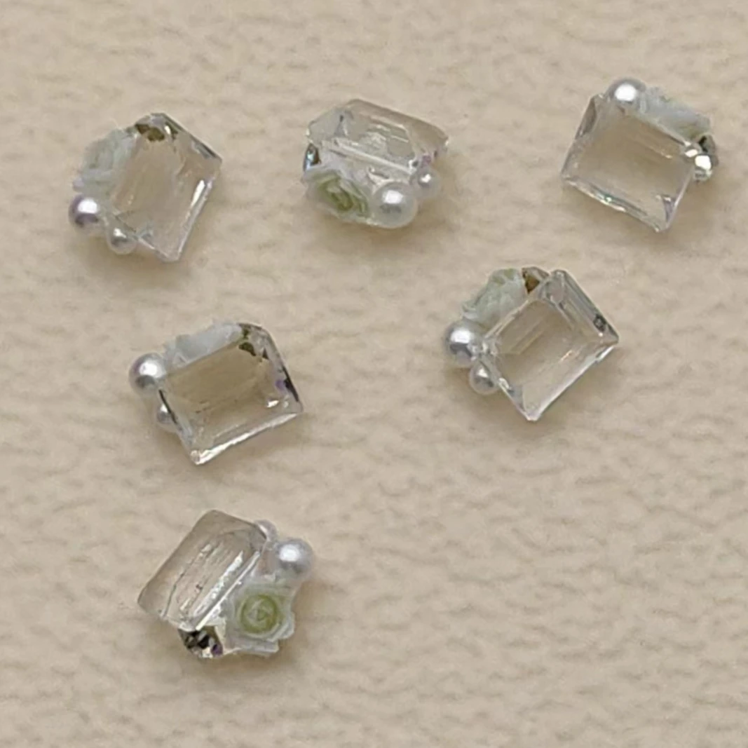 ZX美甲饰品 成品堆堆钻方糖玫瑰4颗 高品质精工透底彩色超闪