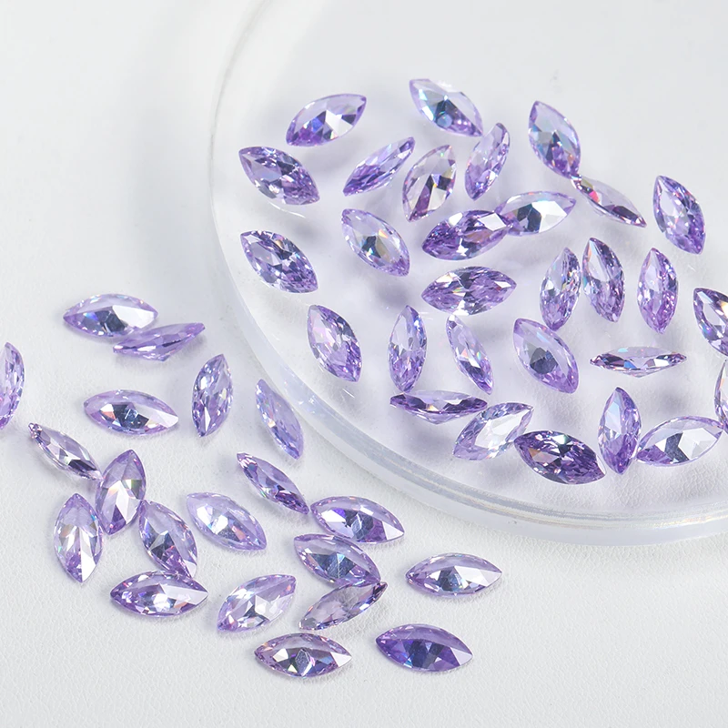 ZX美甲钻饰品10A锆石裸锆尖底6*12马眼紫罗兰4颗高品质超闪冰透
