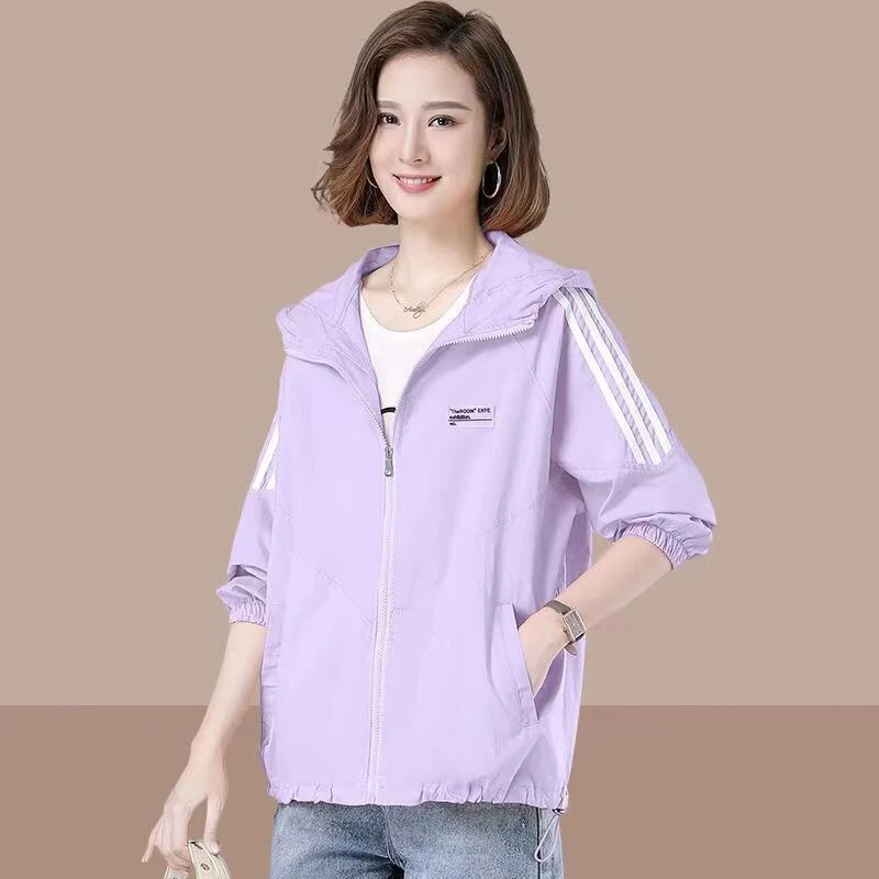 夏季防晒衣女短款新款韩版宽松休闲连帽防晒服女士小个子薄外套