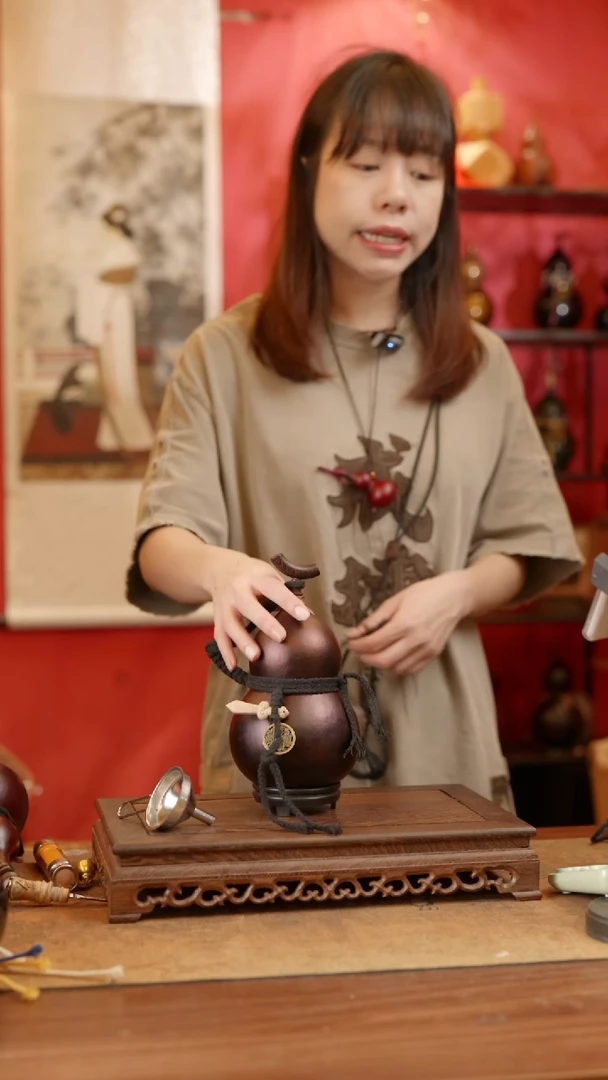 【闪购商品】136号精品天然大漆工艺防渗内胆酒葫芦~