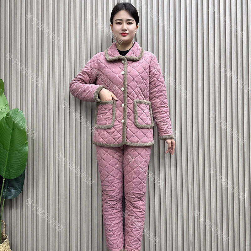 【特价新款】中老年女装保暖加绒加厚棉衣两件套妈妈装冬季棉服套装