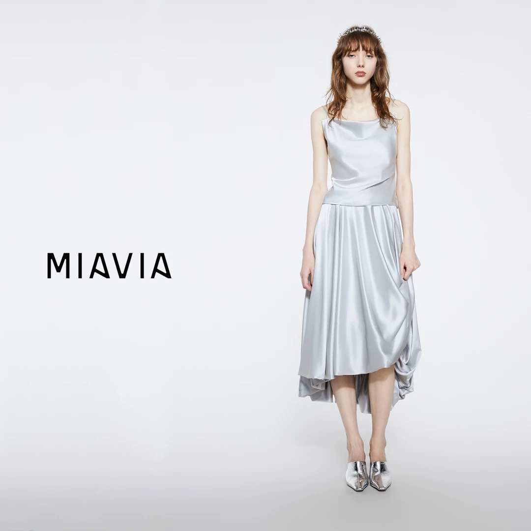 MIAVIA新品流光感流线感气球裙半身裙