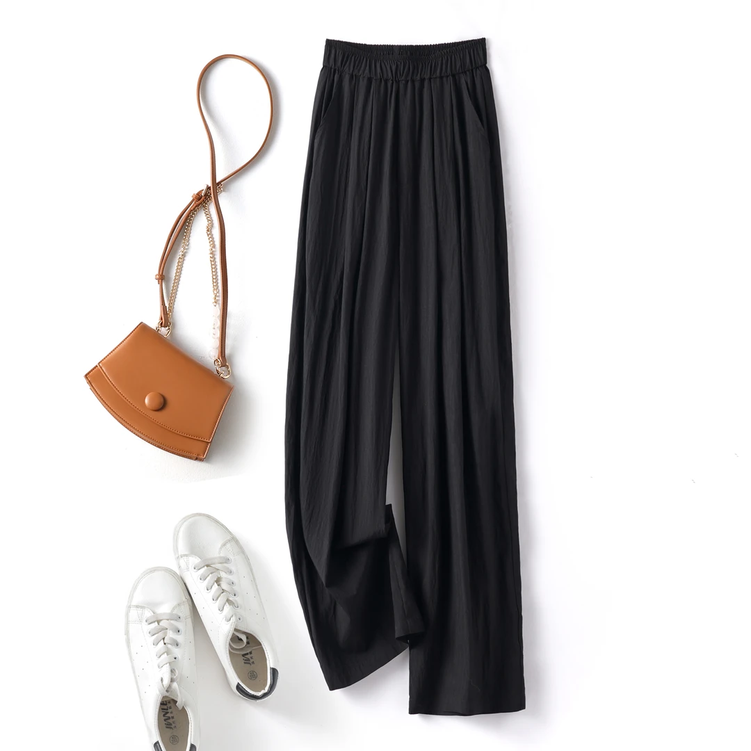 QY9062新款慵懒高腰垂感显瘦凉感山本休闲裤