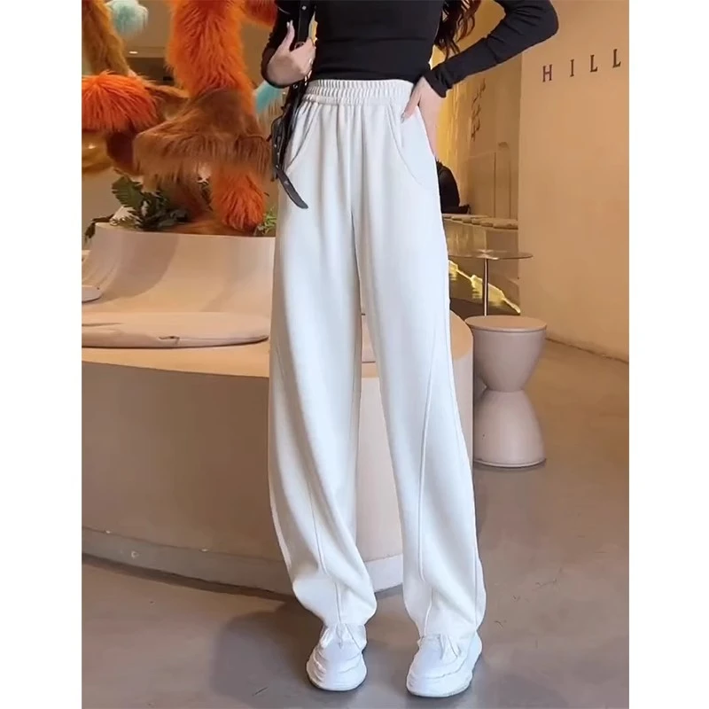 芊芊芙阔腿运动香蕉裤女春秋2025新款宽松高腰小个子休闲拖地卫裤