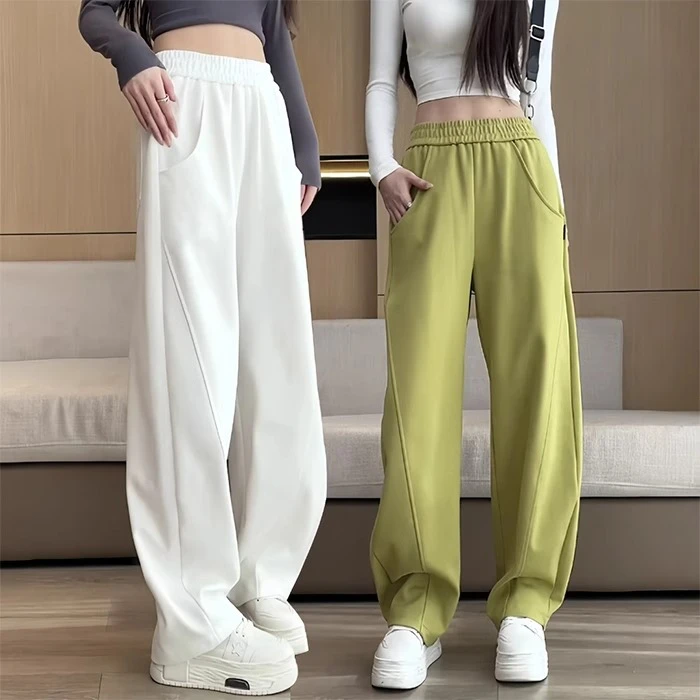 芊芊芙高级感加绒加厚香蕉裤女春秋2025新款垂感高腰休闲阔腿卫裤