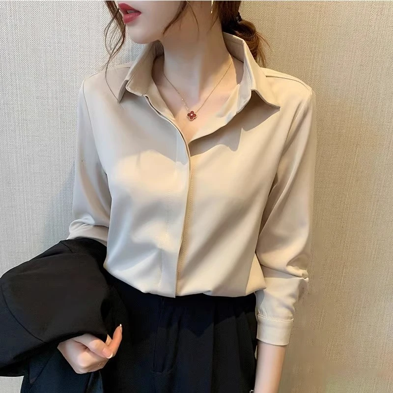 芊芊芙法式长袖衬衫女2025春季新款通勤职业内搭打底高级别致衬衣