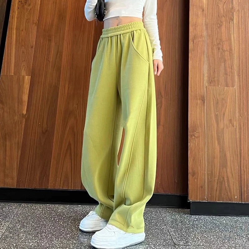 芊芊芙加绒加厚弯刀香蕉裤女2025春秋新款爆款窄版阔腿裤休闲卫裤