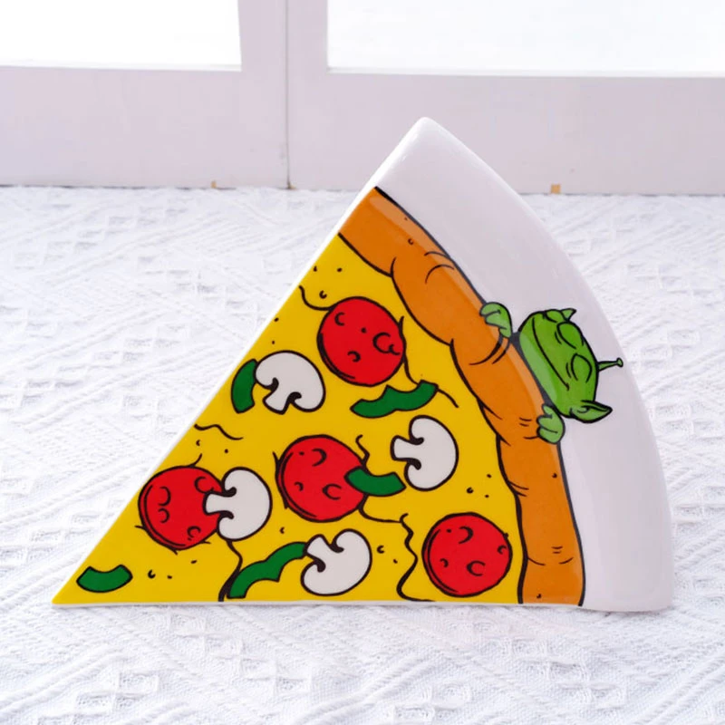 TKP尾单卡通陶瓷碟三眼仔披萨造型小碟可爱家用甜品盘零食盘餐盘