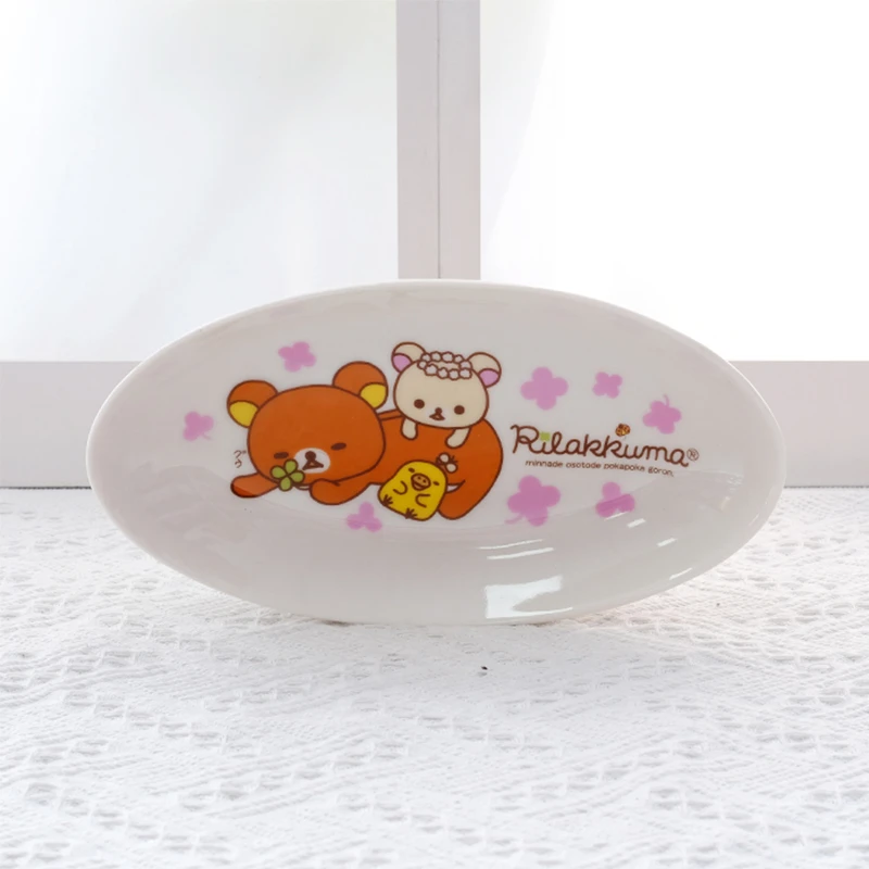 卡通轻松熊陶瓷船型盘子家用水果盘甜品盘咖喱盘鱼盘餐盘餐具