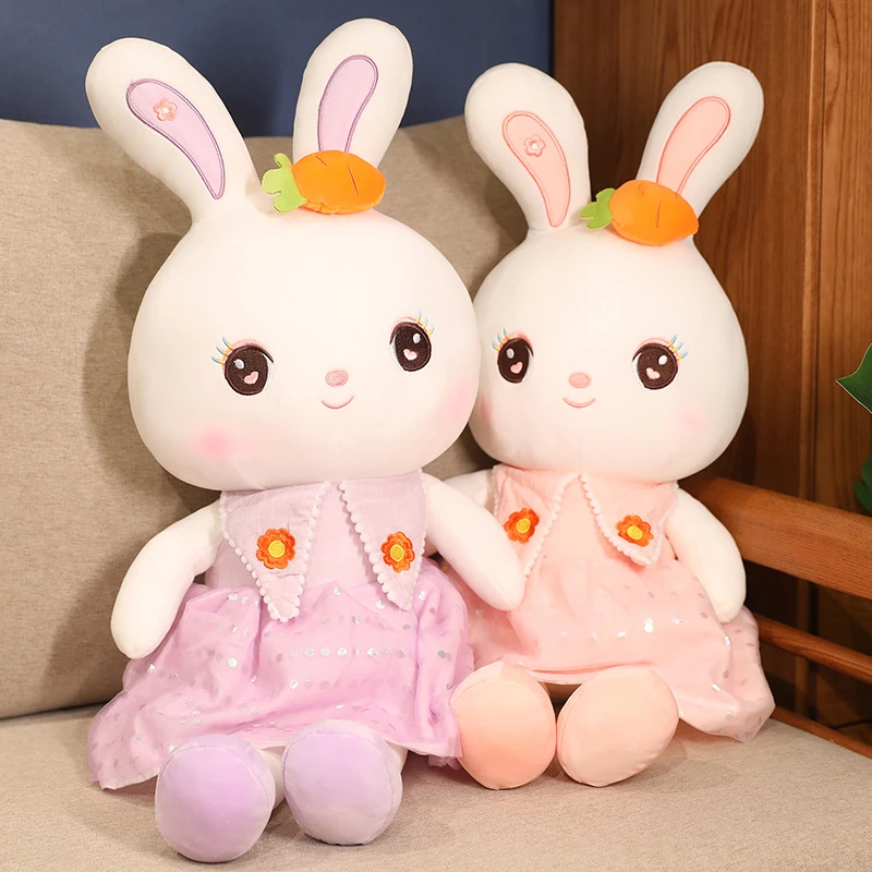可爱小白兔公仔玩偶彩虹兔子毛绒玩具女孩布娃娃女孩陪睡抱枕娃娃