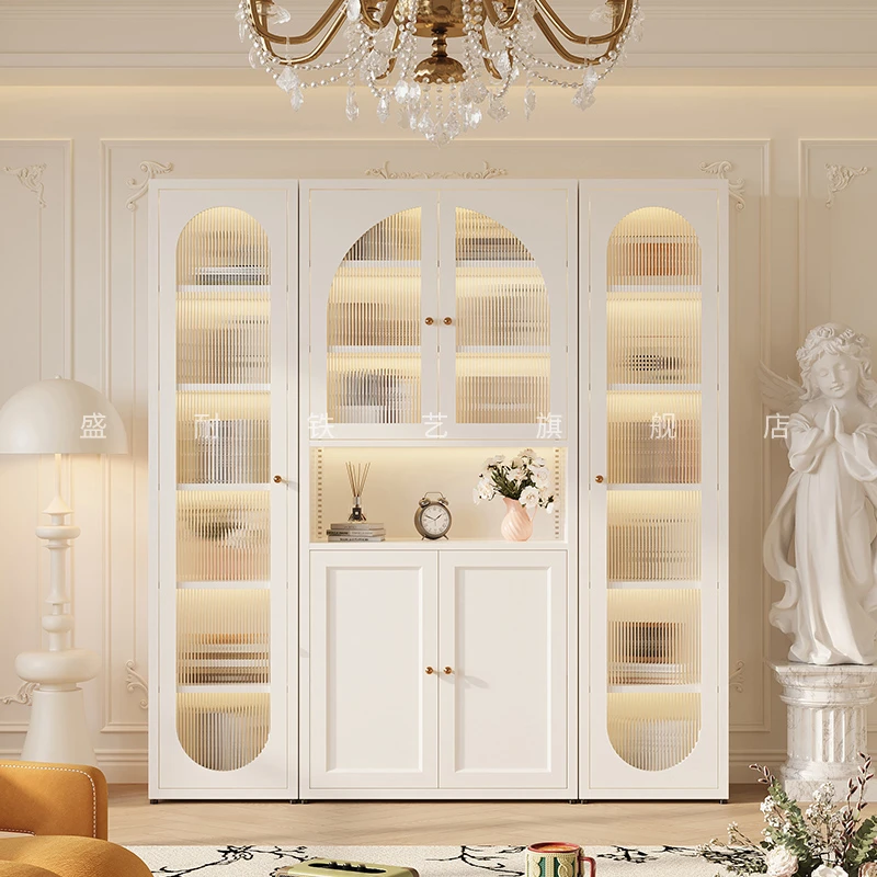 盛耐书柜玻璃门防尘书架收纳柜子铁艺置物柜客厅储物柜家用展示柜