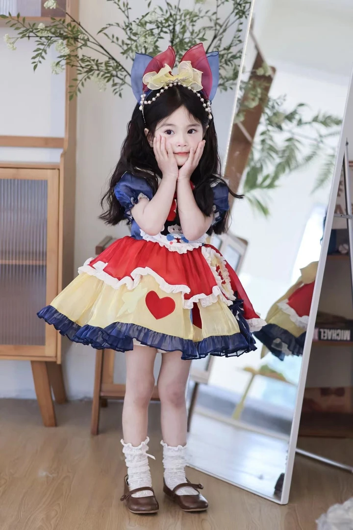 白雪公主裙子女宝女童幼儿园女孩宝宝短袖公主裙小女孩女童公主裙