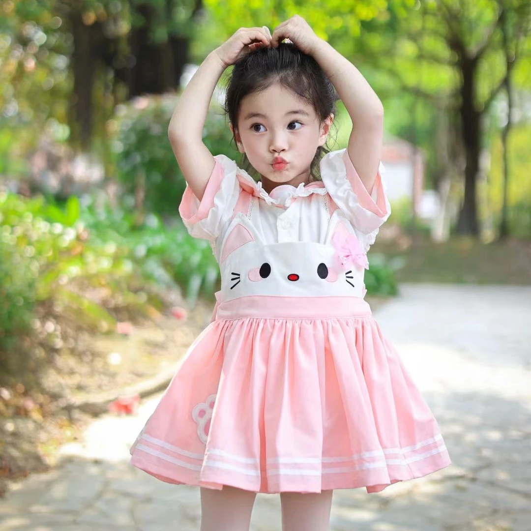 新猫咪套装连衣裙儿童裙子女童公主裙夏季童装幼儿洋气小女孩女宝