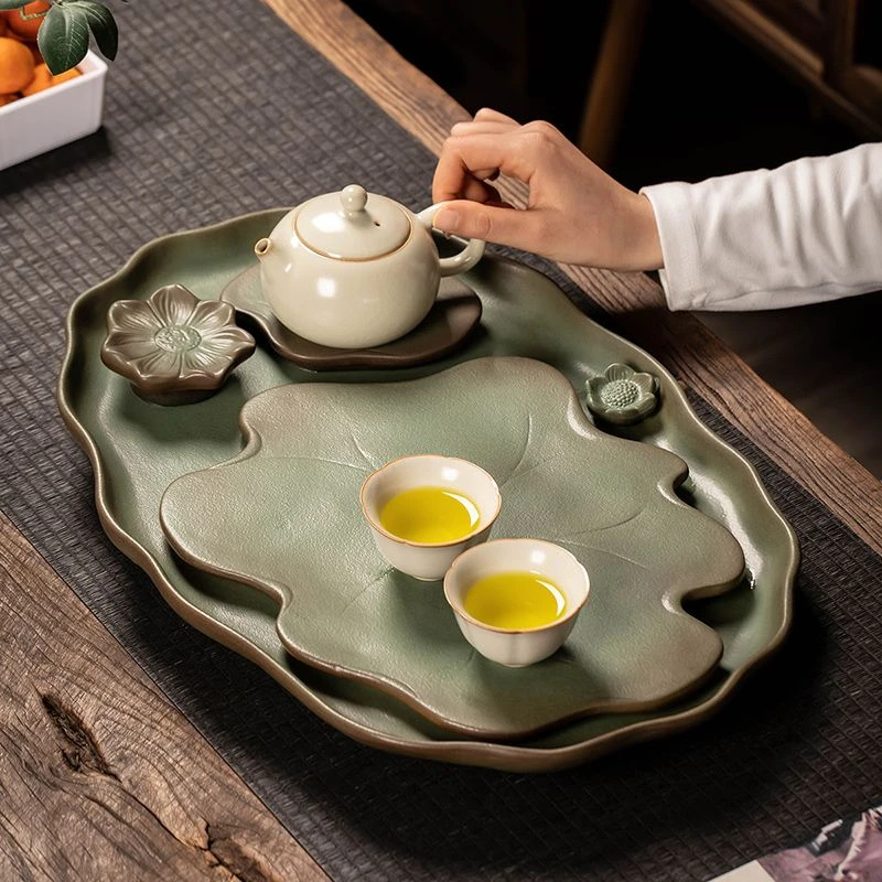 茶盘家用陶瓷大号客厅中式小型干泡茶台功夫茶具蓄排水式托盘茶海