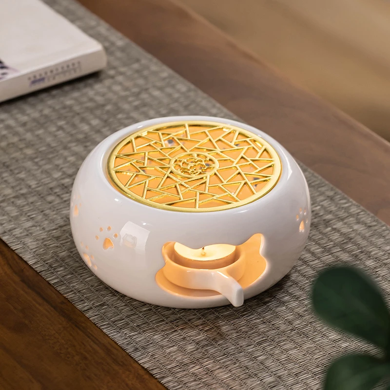 温茶日式蜡烛煮茶炉套装温茶炉底座明火烤橘子炉热茶加热炉温茶器