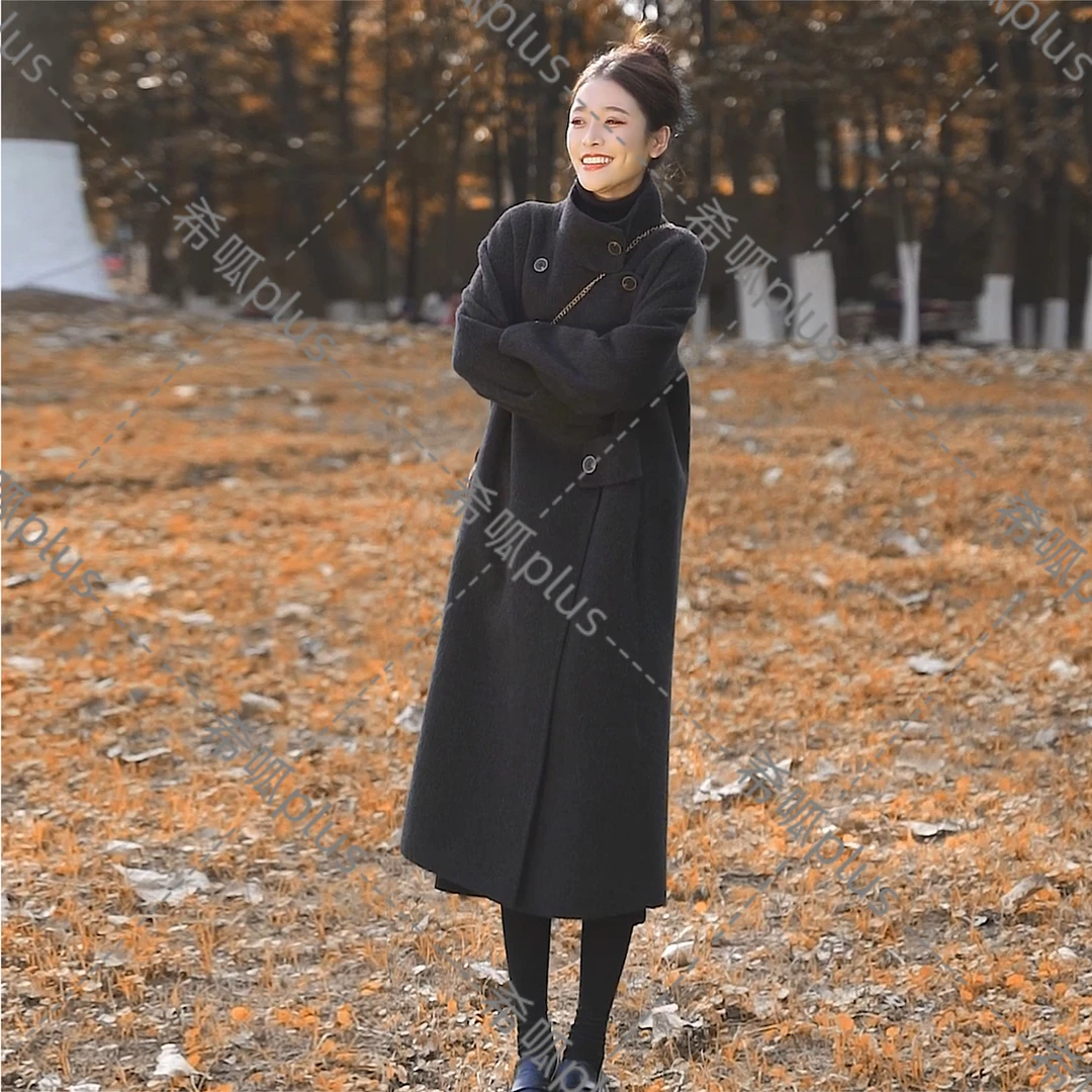 赫本风双面羊毛呢子大衣2023秋冬新款韩版高级感中长款毛呢外套女