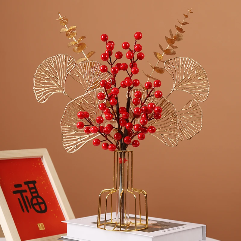 【喜上眉梢】红果发发果摆件年宵花客厅装饰品家居摆件