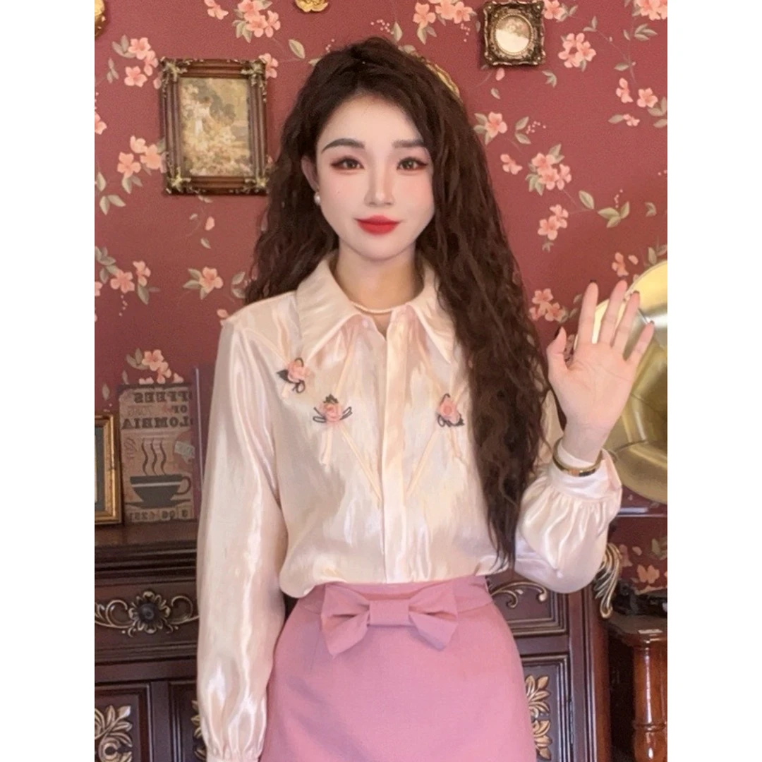 岑岑 港味复古衬衫上衣26902