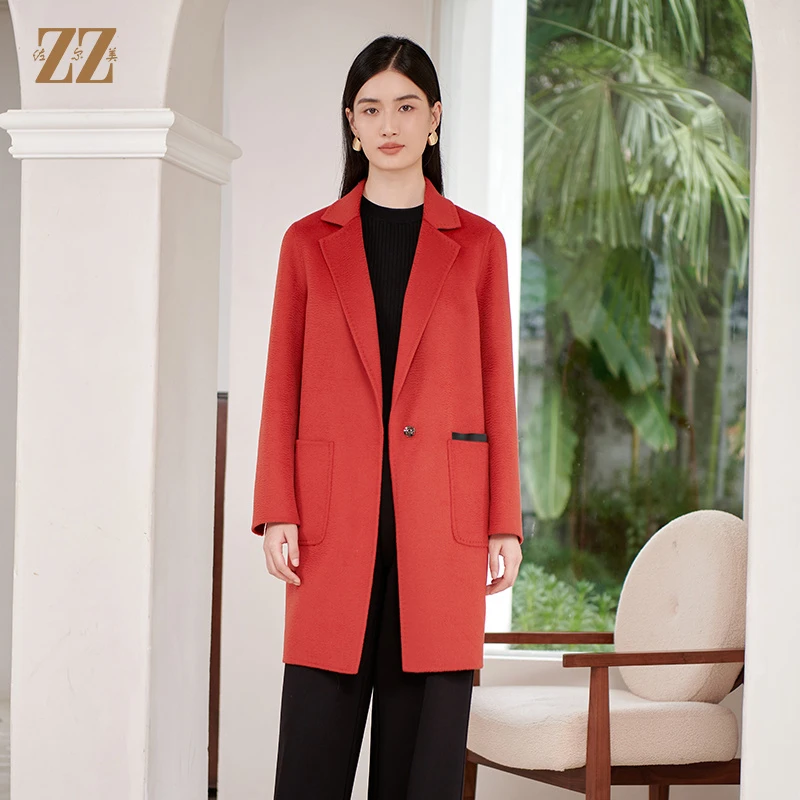 佐尔美冬季新款 90%绵羊毛气质经典双面呢大衣女E34SM53