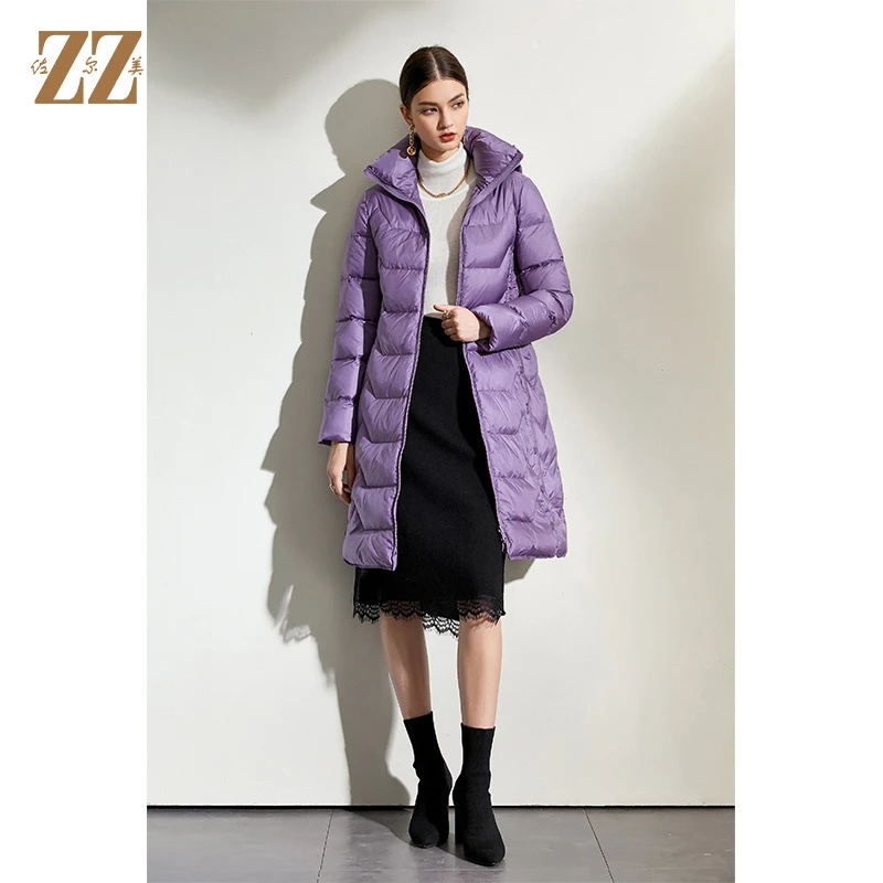 ZZ/佐尔美冬季新款上新经典保暖过膝羽绒服外套女中长款E04YY23