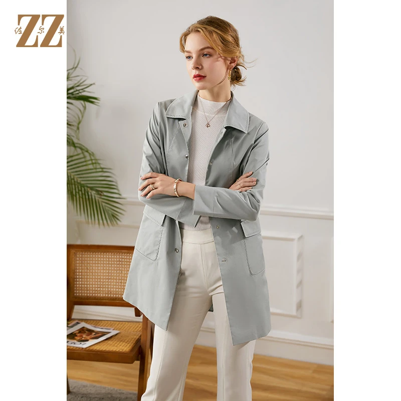 ZZ/佐尔美新款 一手长风衣气质百搭外套E13FZ10时尚休闲女士春秋