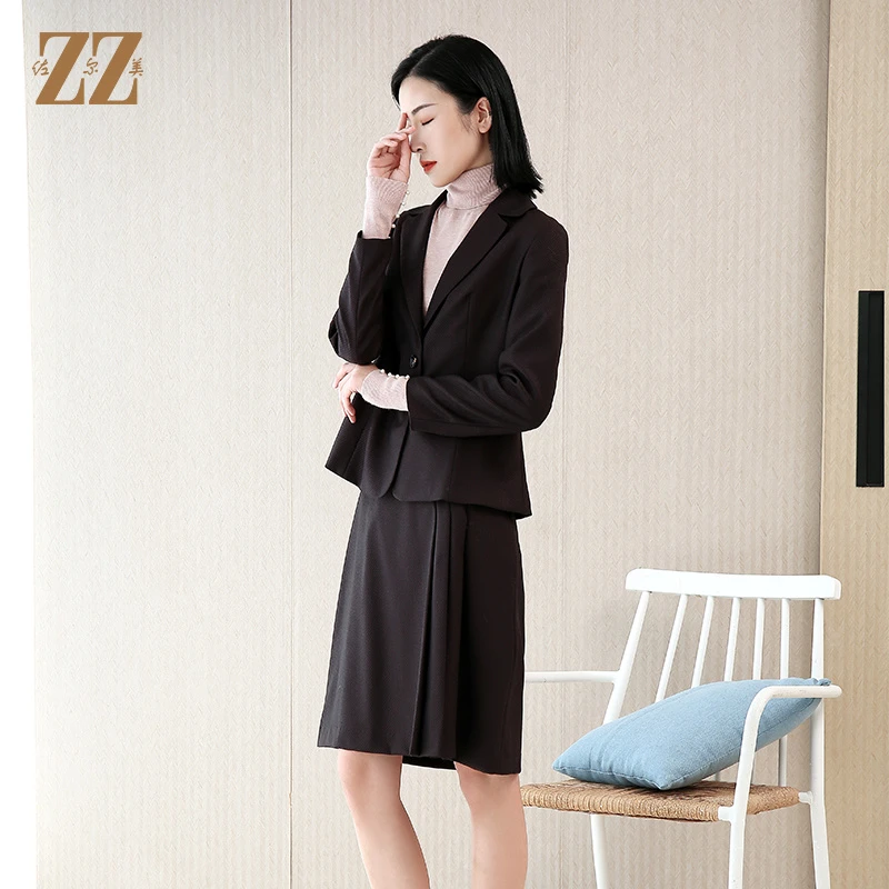 佐尔美春季新款时尚韩版气质职业修身通勤西服套裙E03QT06-0316