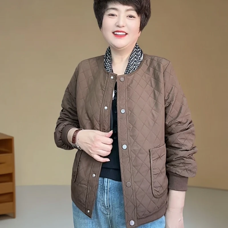 文姐精选早秋新款轻溥菱格短款宽松休闲百搭拼接外套5218