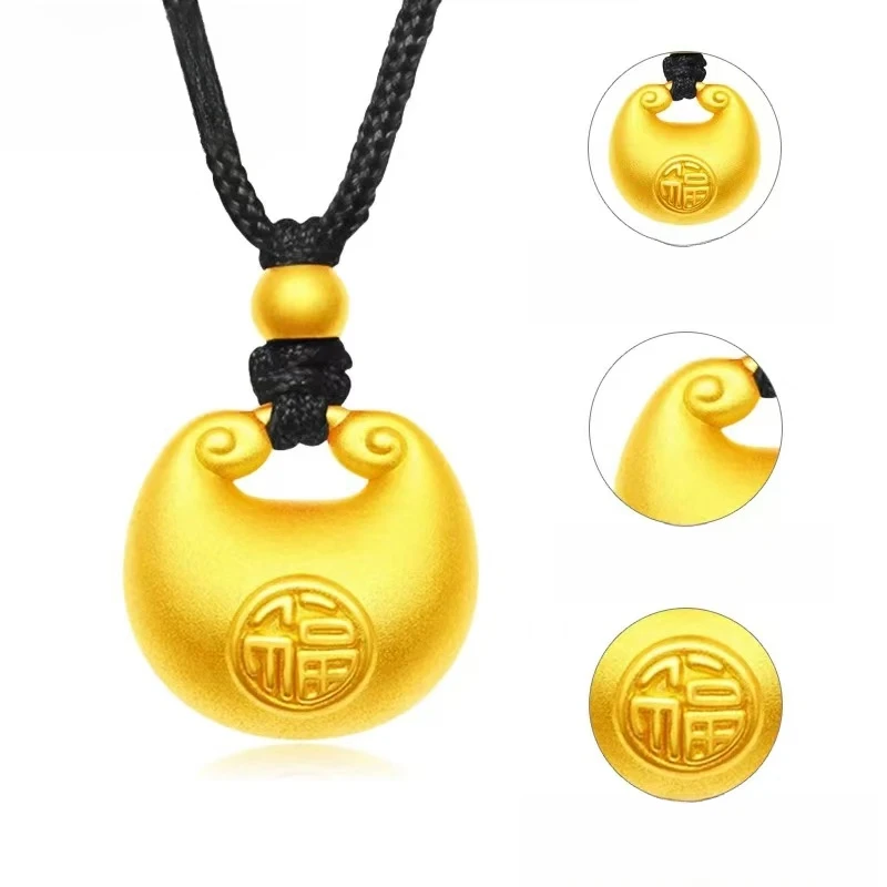 吊坠足银 手工编织传承双面古法编绳素款小胖福项坠挂坠国风吊坠