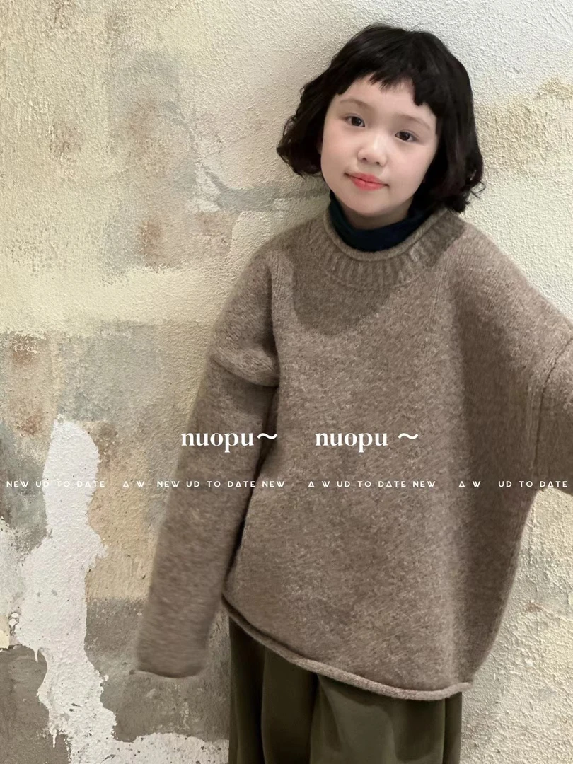 女童毛衣儿童针织百搭圆领韩版秋冬时尚加厚纯色套头