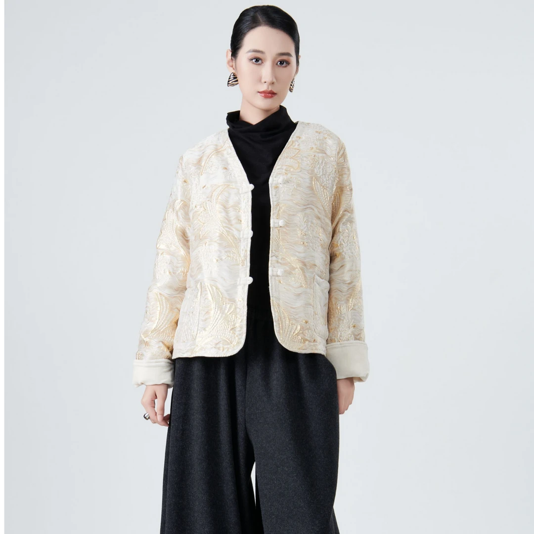 【PANDER】冬季爆款新中式浮雕提花外套