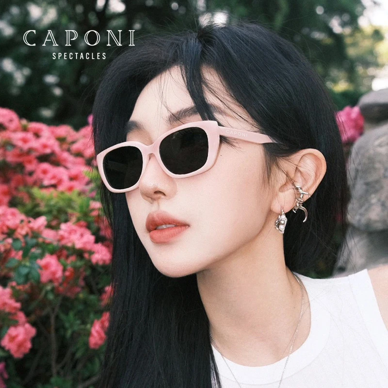 CAPONI复古猫眼小粉框墨镜女2025年新款窄框眼镜高级感偏光太阳镜