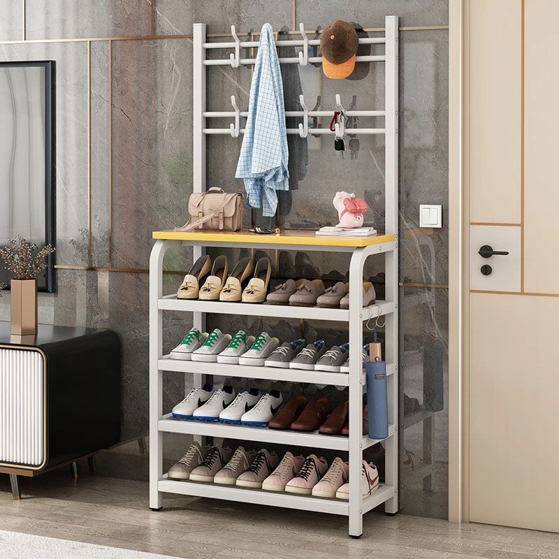 【优质厂家】鞋架子多层家用落地一体式衣帽架卧室客厅放鞋架门口置