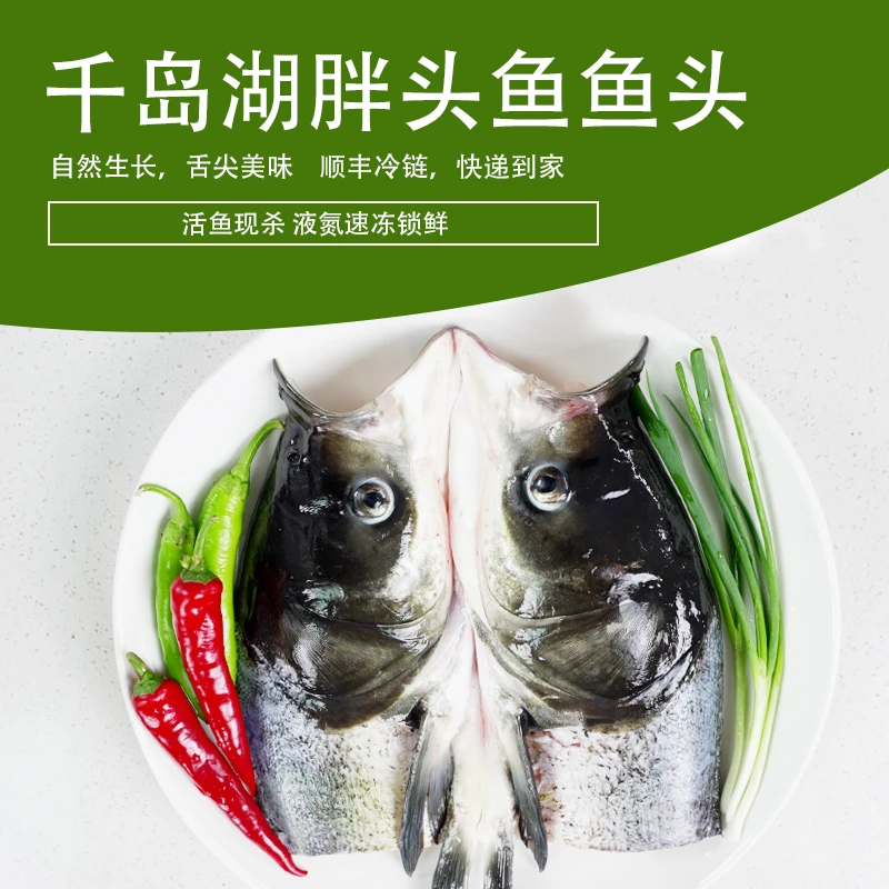 千岛湖新鲜食用胖头鱼大头鱼花鲢鱼花鲢鱼头鲜活肉质真空
