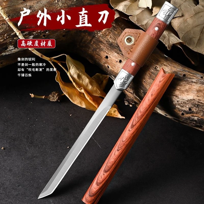 神笔直刀生存便携防身刀一体多功能小刀登山野营求生随身刀龙骨刀