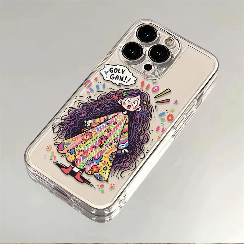 炸毛女孩苹果15手机壳iPhone14ProMax女13/12/11/xr/X防摔8p软壳7
