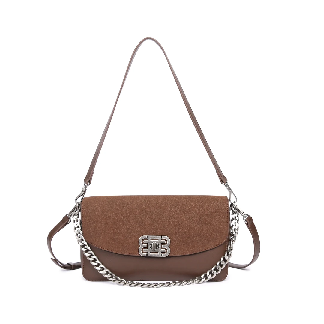 爆款2024新款经典轻奢高级感磨砂皮单肩斜挎手提包0350深拿铁