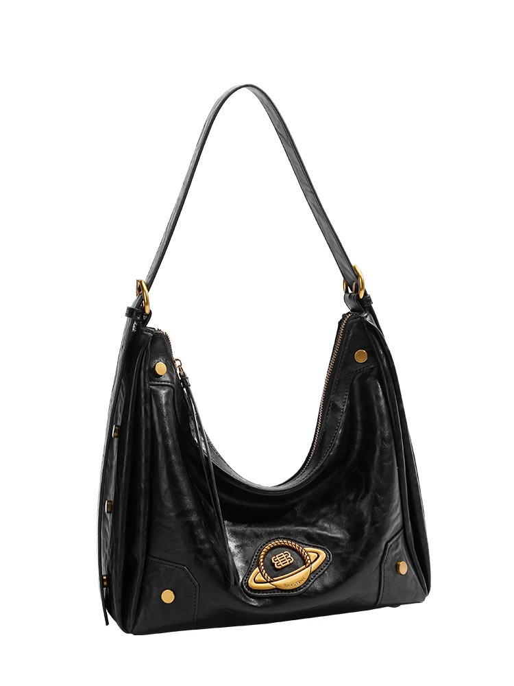 新款2024经典轻奢高级感星球系列轻奢单肩斜挎包黑色0556