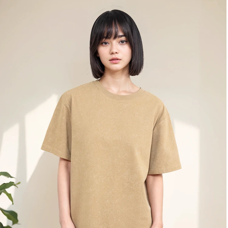 国潮美式复古纯棉简约重磅扎染宽松圆领T恤 HW-T4