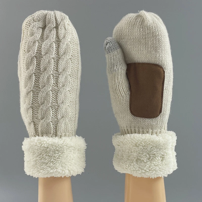 触屏针织毛线包套男女秋冬户外防风保暖加厚成人连指加绒羊毛手套