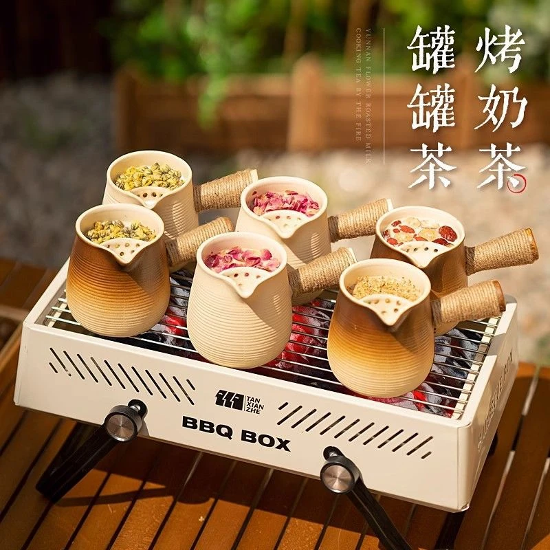 围炉煮茶专用茶壶烤奶茶罐烤火炉套装煮茶器瓦罐陶罐奶茶壶陶瓷
