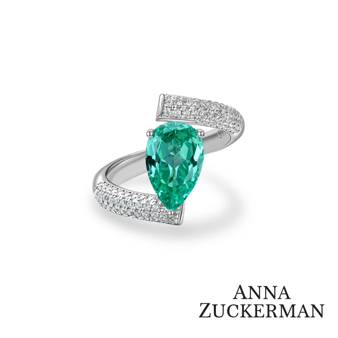ANNA ZUCKERMAN 925银合成锆石戒指 帕拉伊巴轻奢情人节戒指R2372