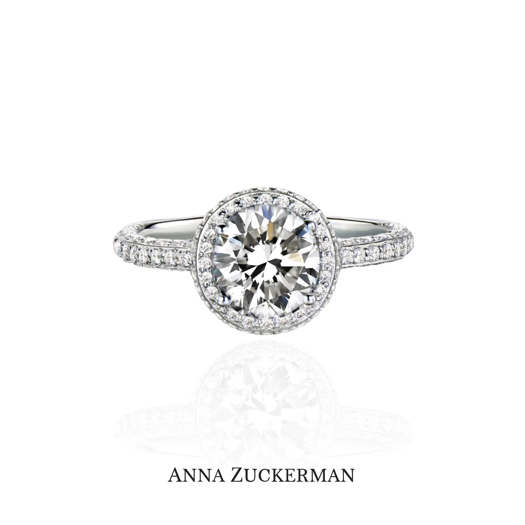 ANNA ZUCKERMAN 925银合成锆石戒指 镜_经典百搭复古戒指R0043